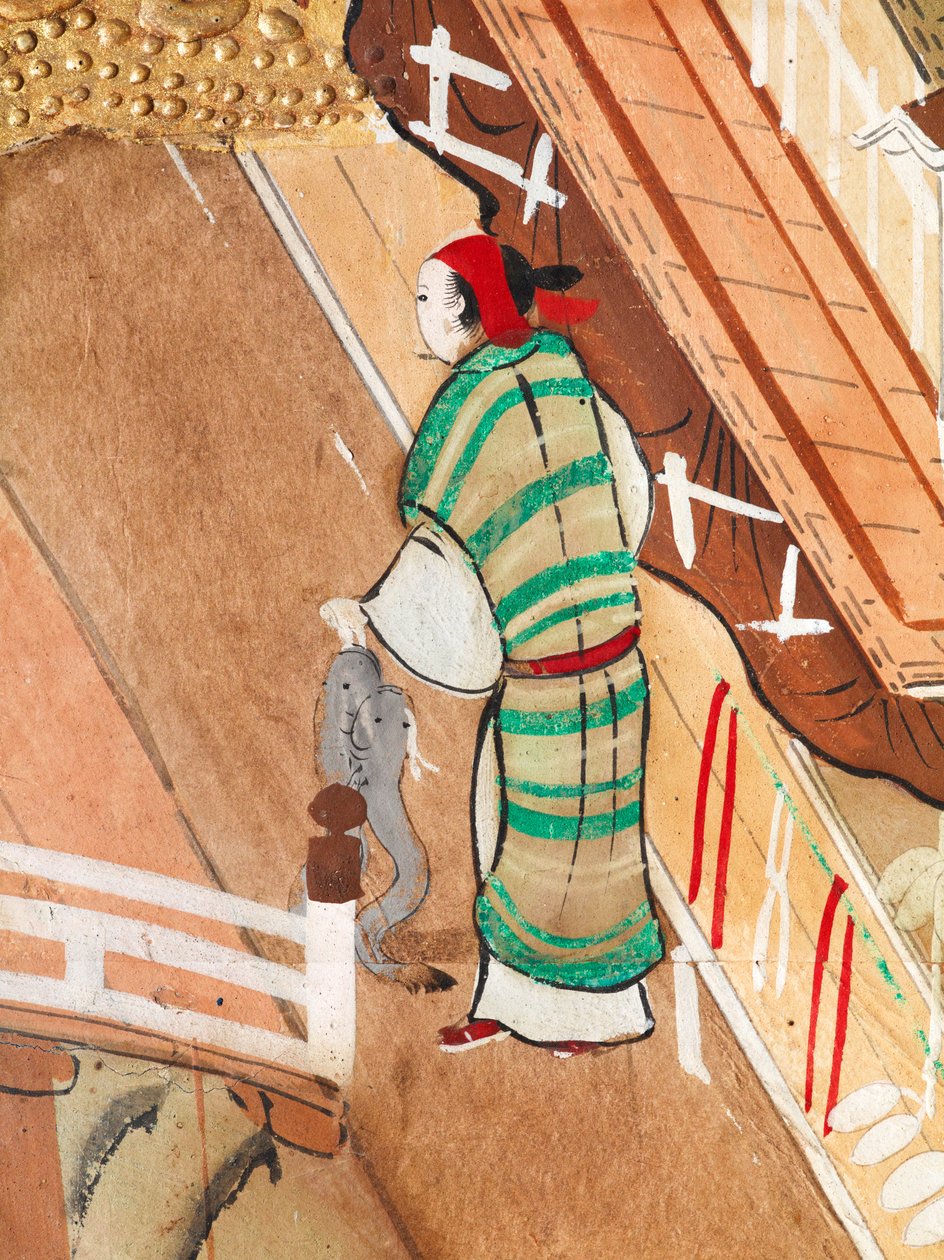 Osakazu Byobu - japonské osmipanelové skládací plátno (malba) od Japanese School