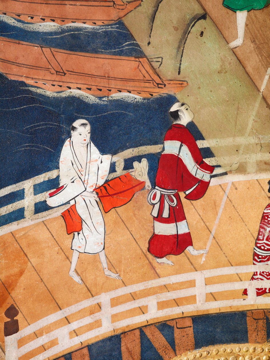 Osakazu Byobu - japonské osmipanelové skládací plátno (malba) od Japanese School