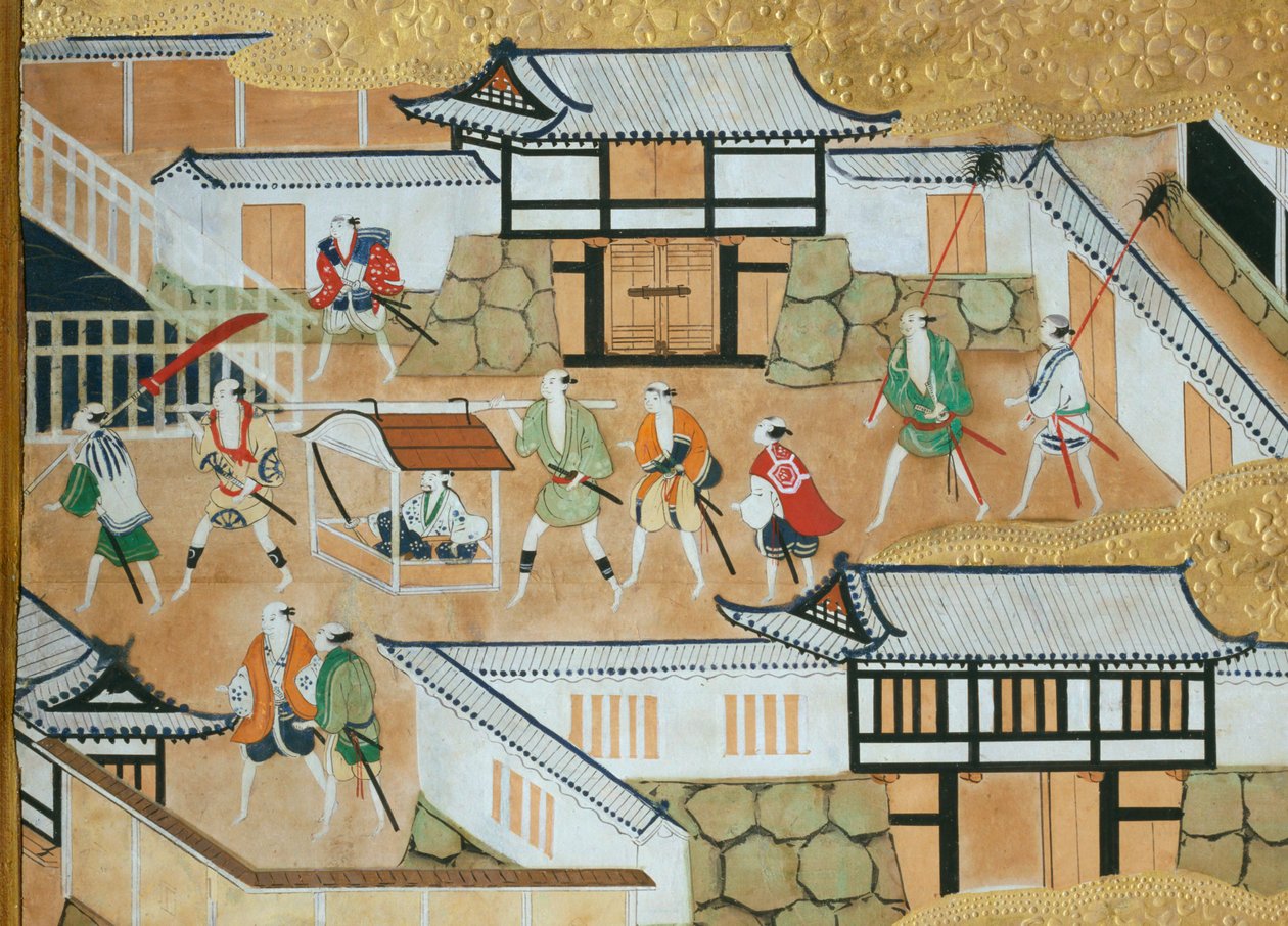 Osakazu Byobu - japonské osmipanelové skládací plátno (malba) od Japanese School