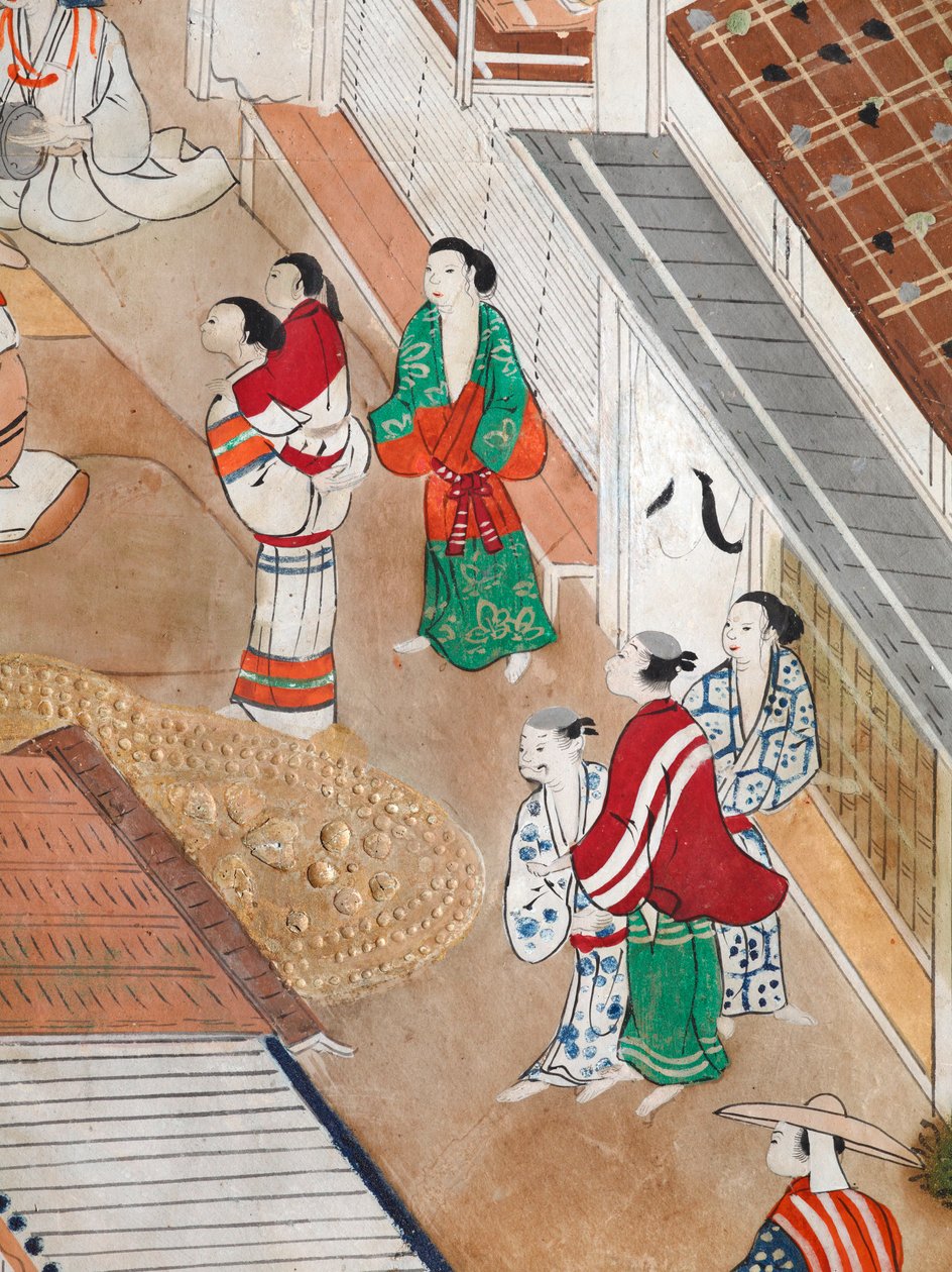 Osakazu Byobu - japonské osmipanelové skládací plátno (malba) od Japanese School