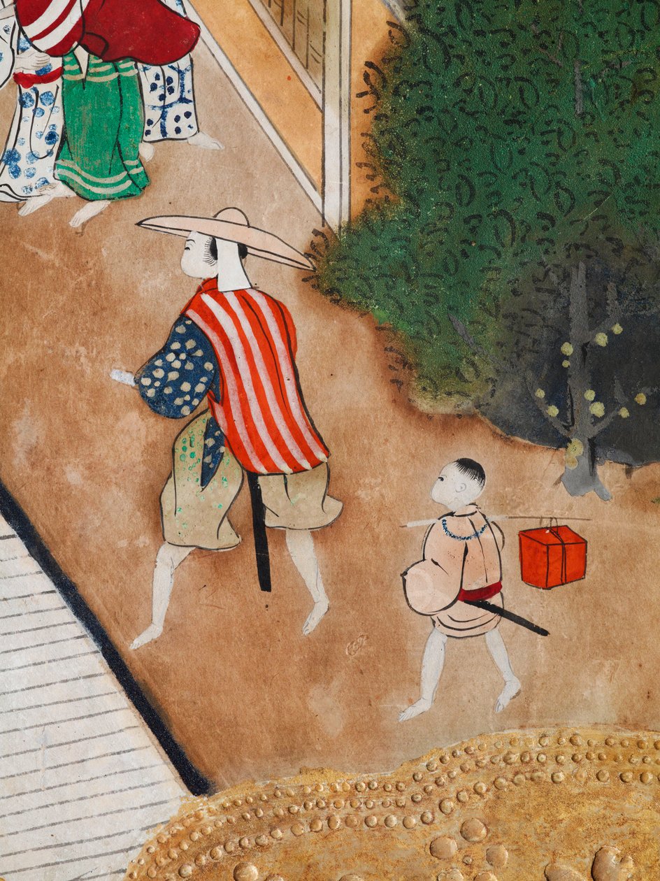 Osakazu Byobu - japonské osmipanelové skládací plátno (malba) od Japanese School