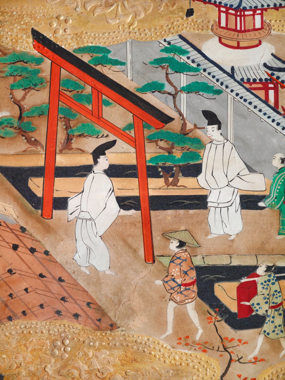 Osakazu Byobu - japonské osmipanelové skládací plátno (malba) od Japanese School
