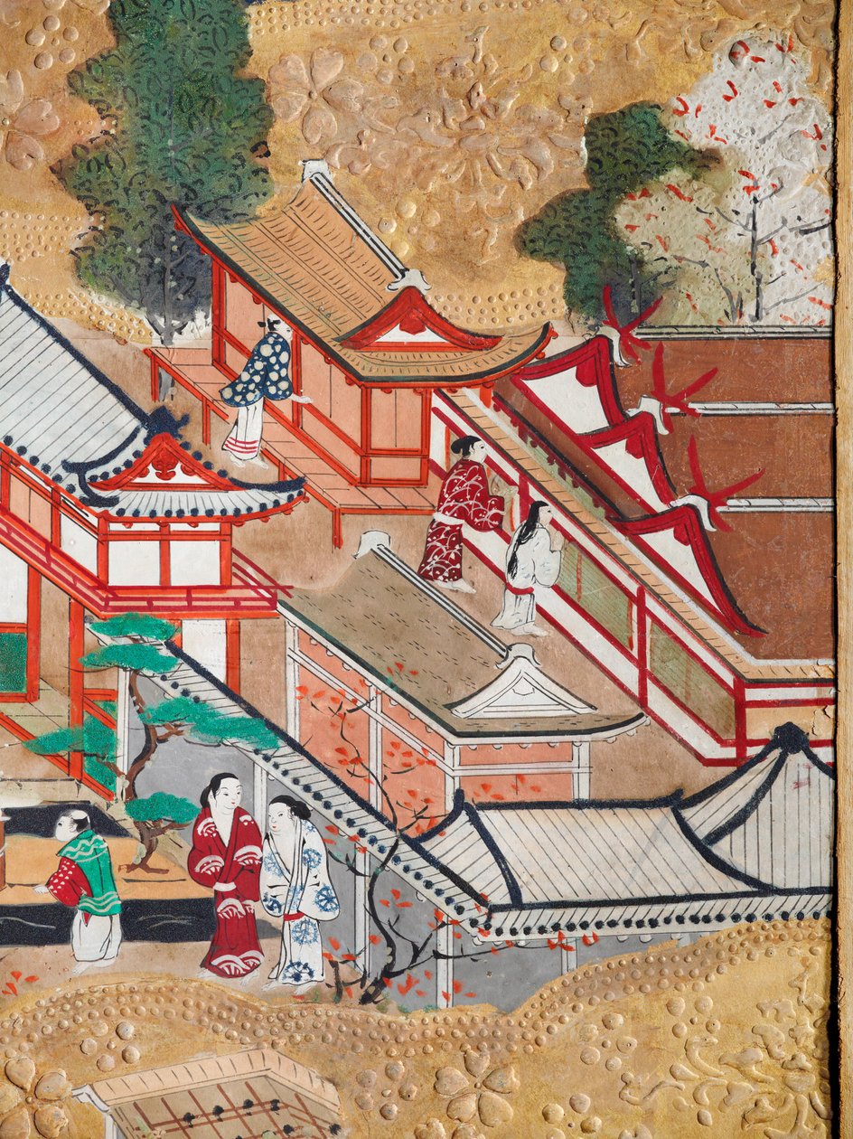 Osakazu Byobu - japonské osmipanelové skládací plátno (malba) od Japanese School
