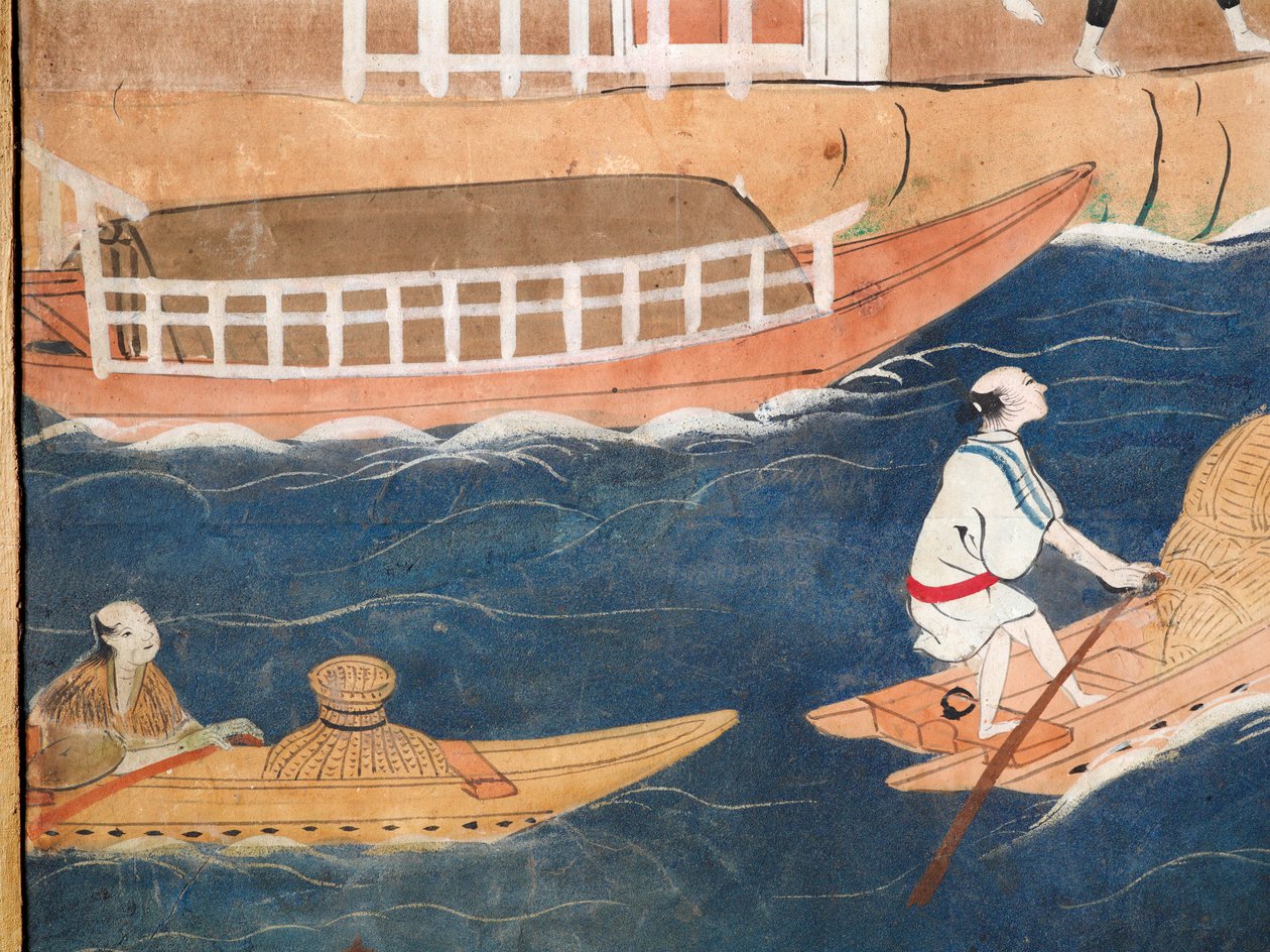 Osakazu Byobu - japonské osmipanelové skládací plátno (malba) od Japanese School