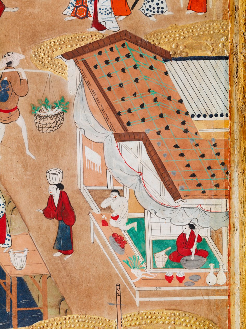 Osakazu Byobu - japonské osmipanelové skládací plátno (malba) od Japanese School