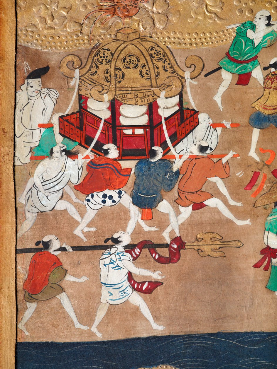 Osakazu Byobu - japonské osmipanelové skládací plátno (malba) od Japanese School