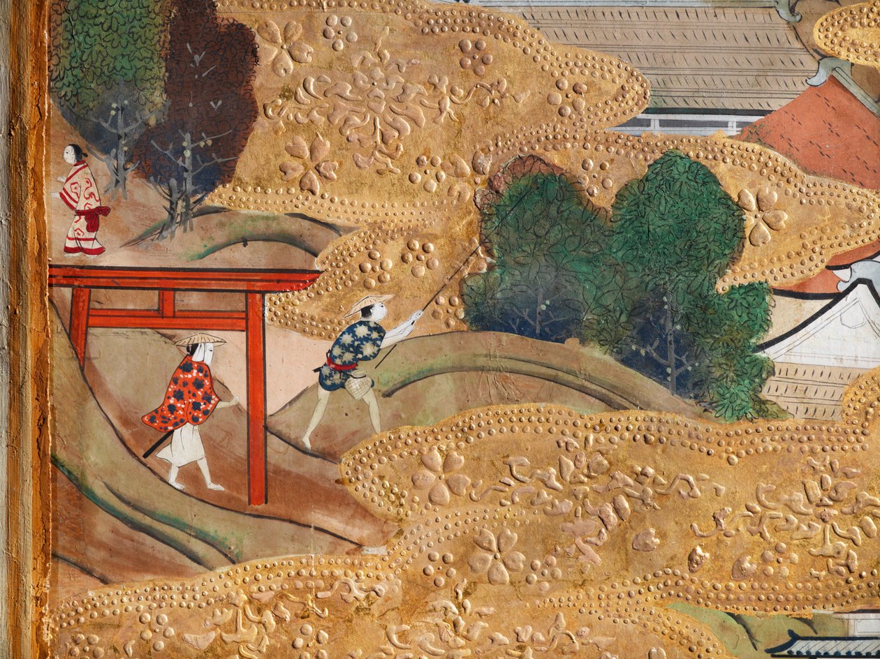 Osakazu Byobu - japonské osmipanelové skládací plátno (malba) od Japanese School