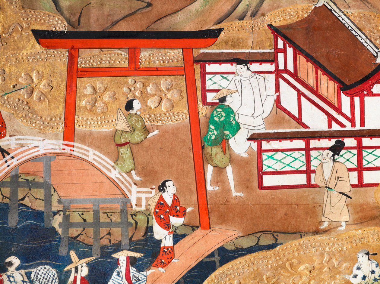 Osakazu Byobu - japonské osmipanelové skládací plátno (malba) od Japanese School