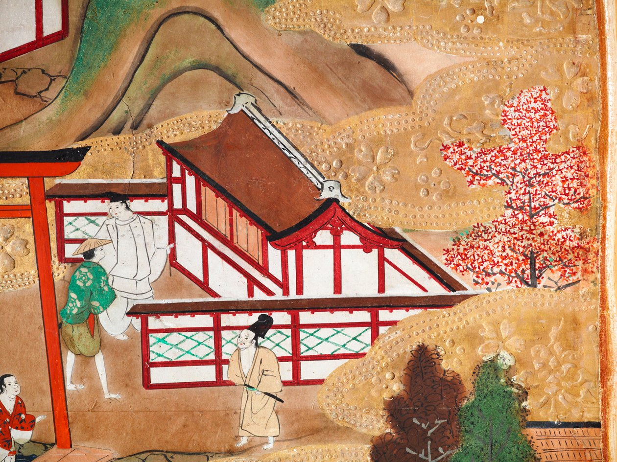Osakazu Byobu - japonské osmipanelové skládací plátno (malba) od Japanese School