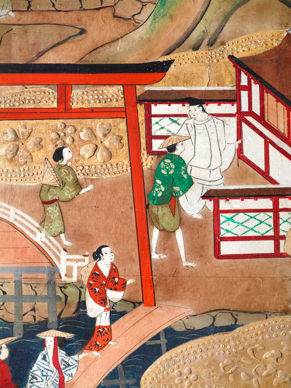 Osakazu Byobu - japonské osmipanelové skládací plátno (malba) od Japanese School