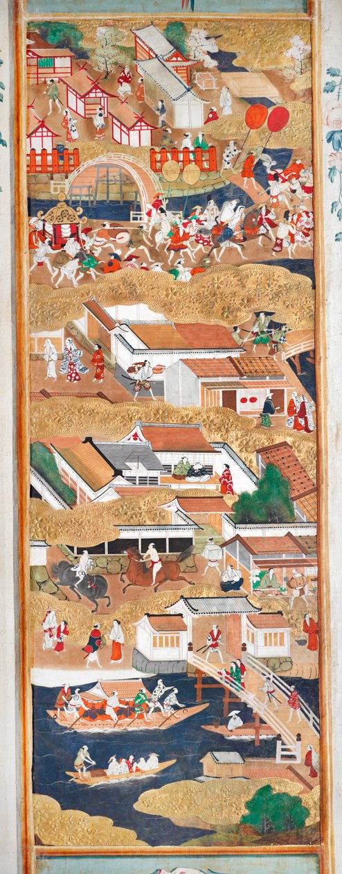Osakazu Byobu - japonské osmipanelové skládací plátno (malba) od Japanese School