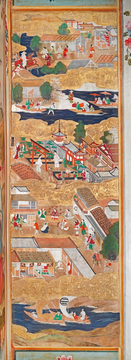 Osakazu Byobu - japonské osmipanelové skládací plátno (malba) od Japanese School