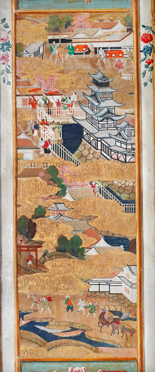 Osakazu Byobu - japonské osmipanelové skládací plátno (malba) od Japanese School
