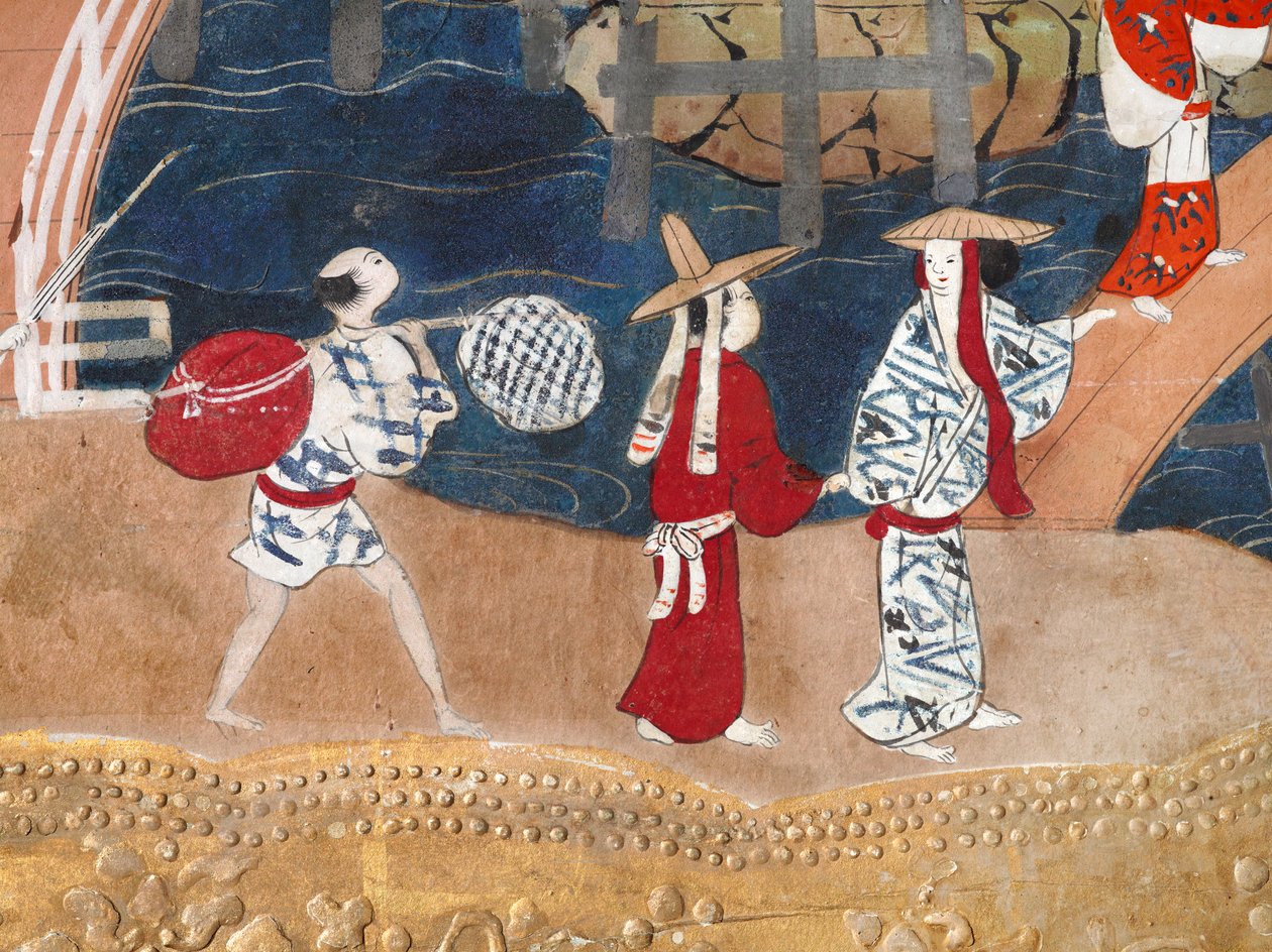 Osakazu Byobu - japonské osmipanelové skládací plátno (malba) od Japanese School