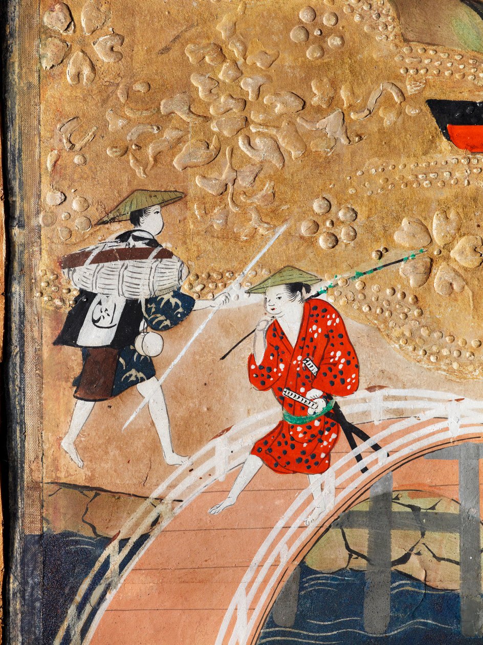 Osakazu Byobu - japonské osmipanelové skládací plátno (malba) od Japanese School