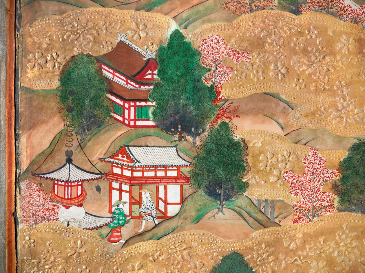 Osakazu Byobu - japonské osmipanelové skládací plátno (malba) od Japanese School