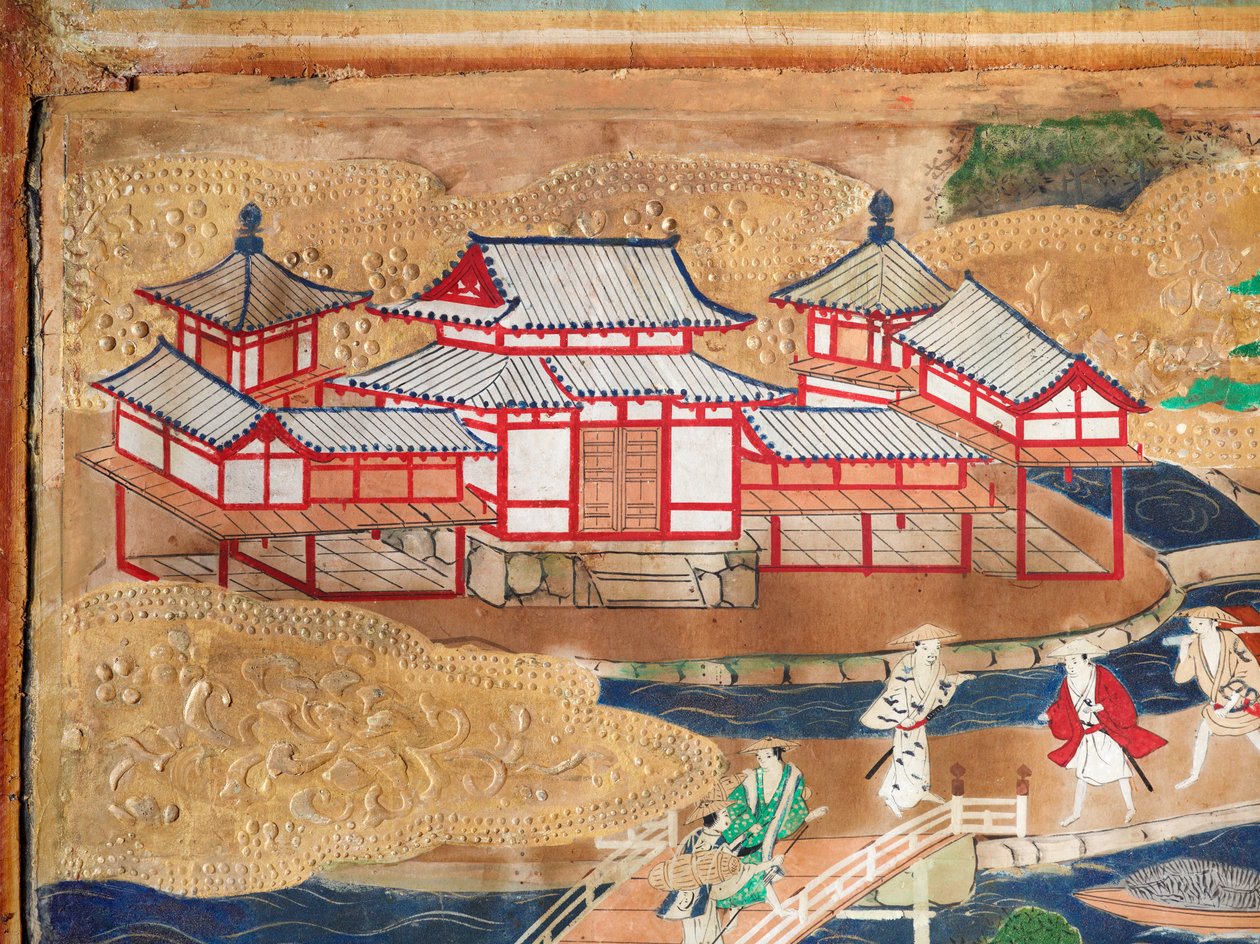 Osakazu Byobu - japonské osmipanelové skládací plátno (malba) od Japanese School