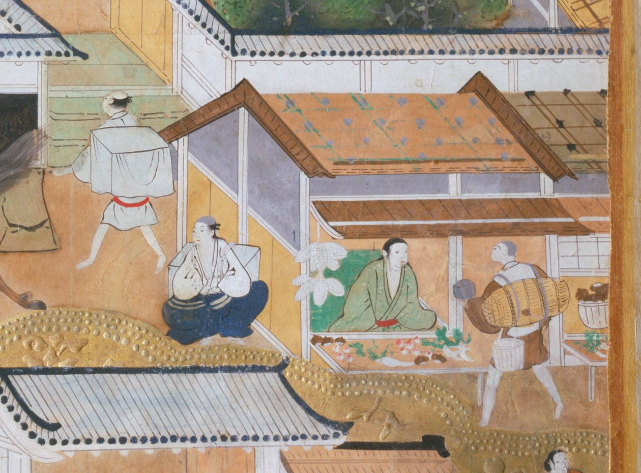Osakazu Byobu - japonské osmipanelové skládací plátno (malba) od Japanese School