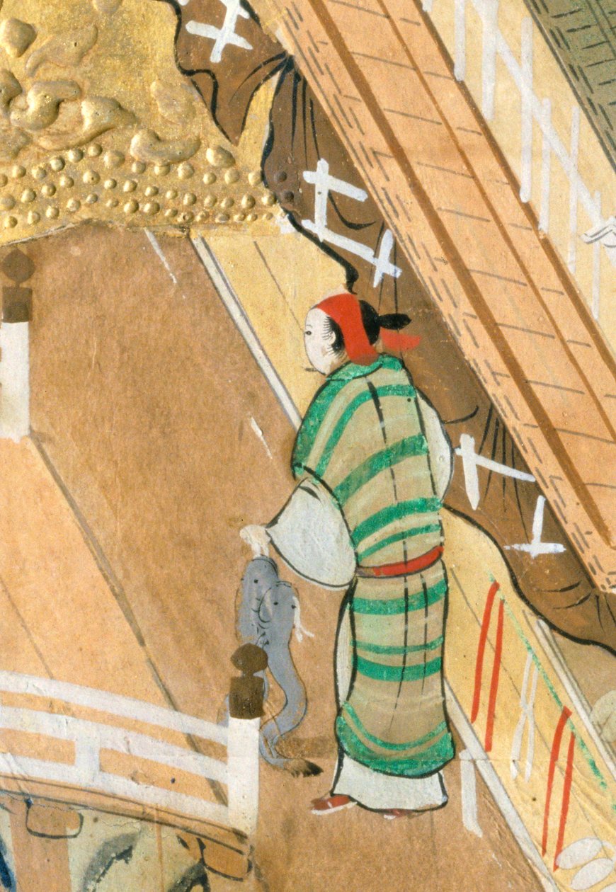 Osakazu Byobu - japonské osmipanelové skládací plátno (malba) od Japanese School