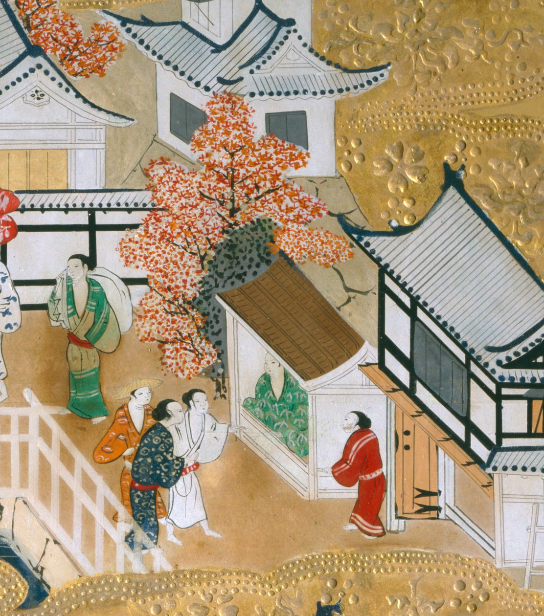 Osakazu Byobu - japonské osmipanelové skládací plátno (malba) od Japanese School