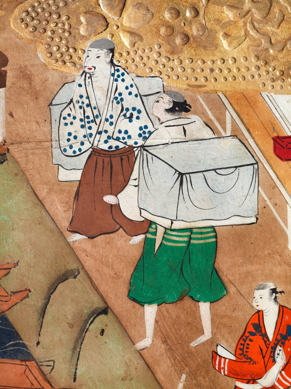 Osakazu Byobu - japonské osmipanelové skládací plátno (malba) od Japanese School