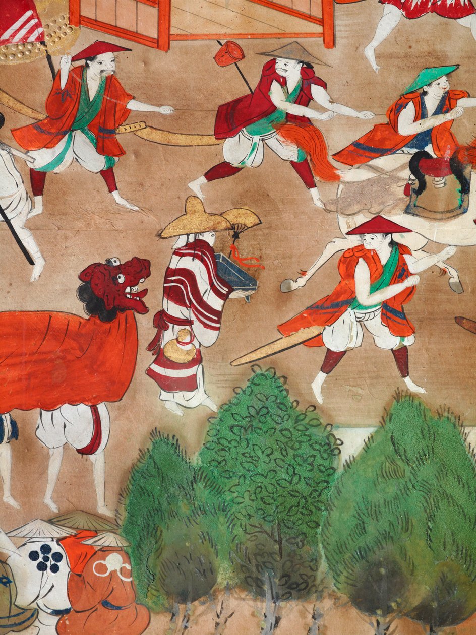 Osakazu Byobu - japonské osmipanelové skládací plátno (malba) od Japanese School
