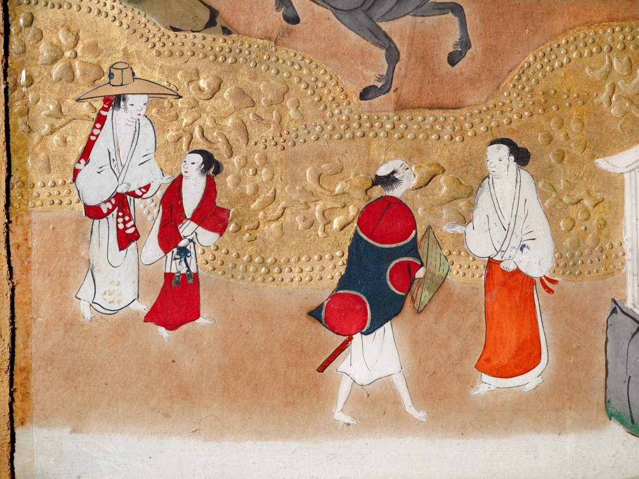Osakazu Byobu - japonské osmipanelové skládací plátno (malba) od Japanese School