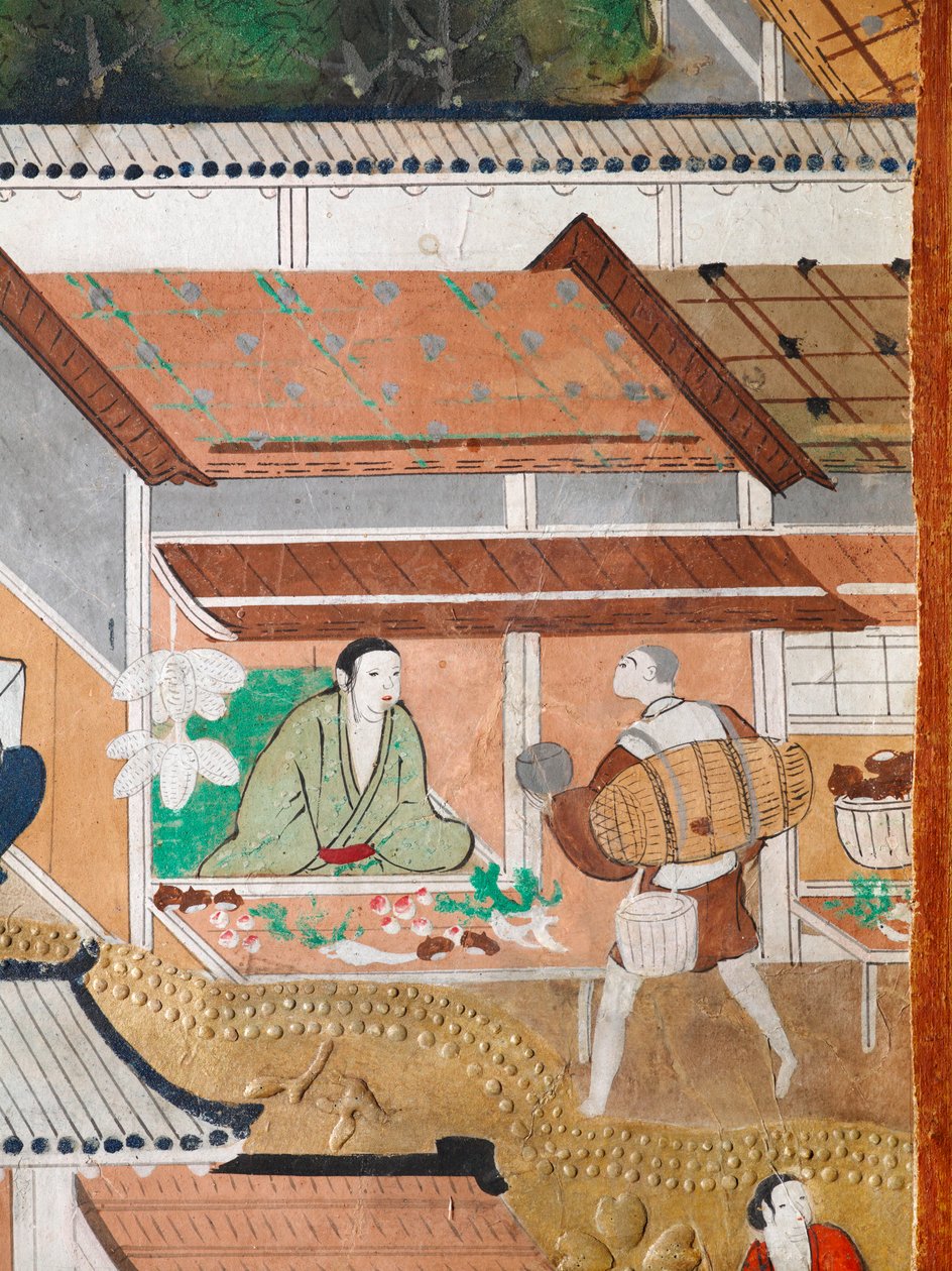 Osakazu Byobu - japonské osmipanelové skládací plátno (malba) od Japanese School