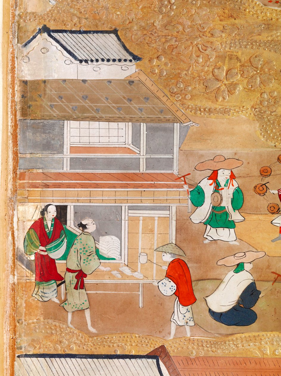 Osakazu Byobu - japonské osmipanelové skládací plátno (malba) od Japanese School
