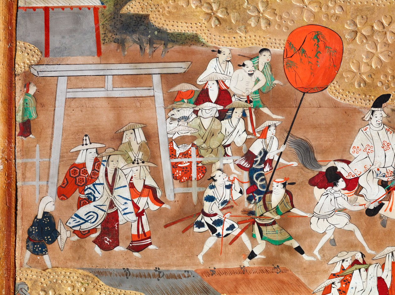 Osakazu Byobu - japonské osmipanelové skládací plátno (malba) od Japanese School