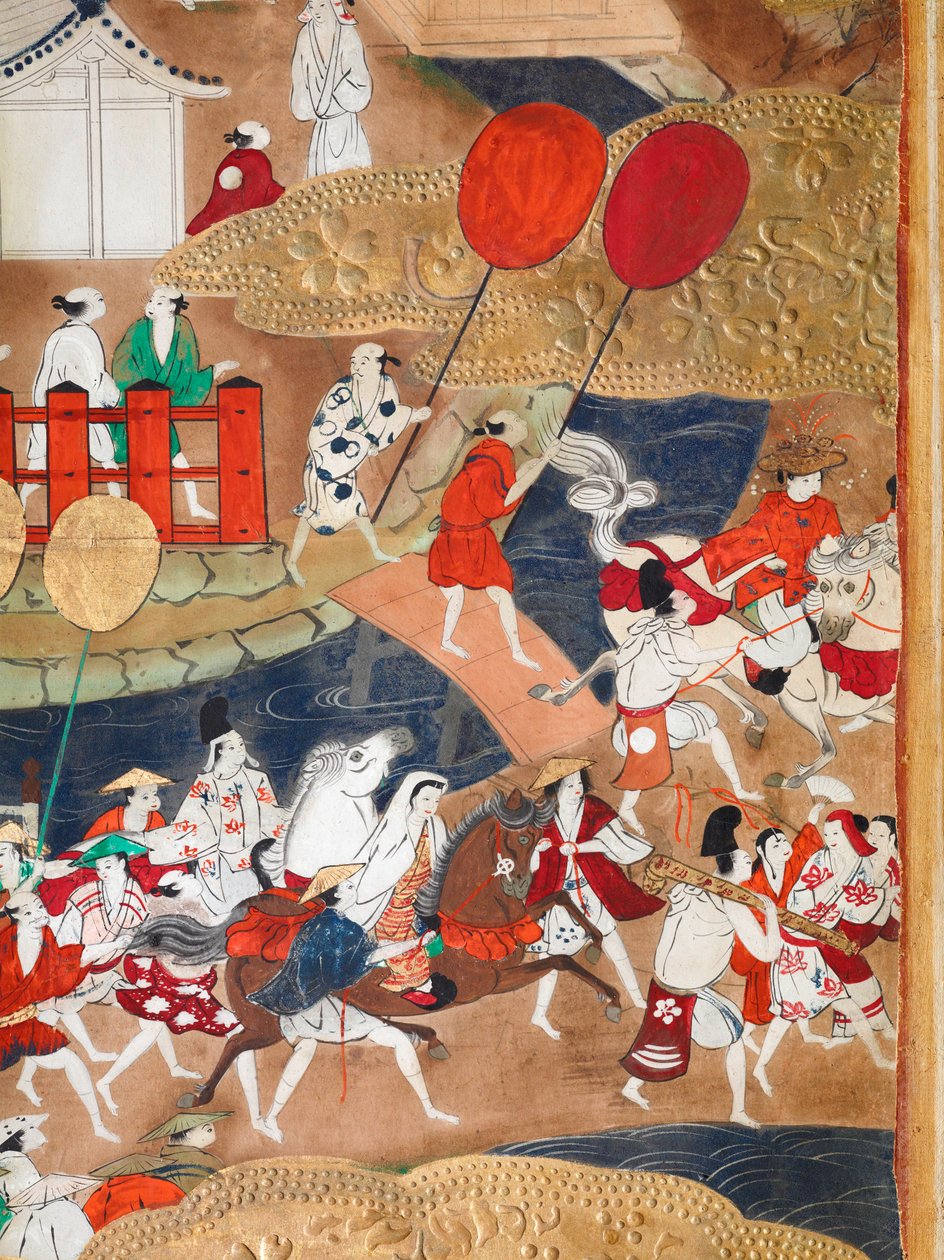 Osakazu Byobu - japonské osmipanelové skládací plátno (malba) od Japanese School