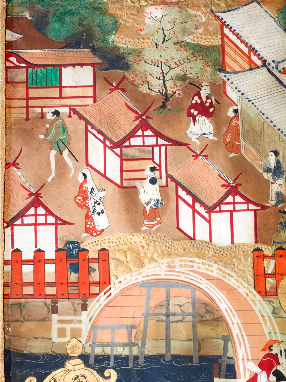 Osakazu Byobu - japonské osmipanelové skládací plátno (malba) od Japanese School