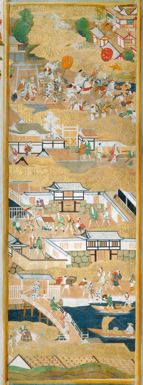 Osakazu Byobu - japonské osmipanelové skládací plátno (malba) od Japanese School