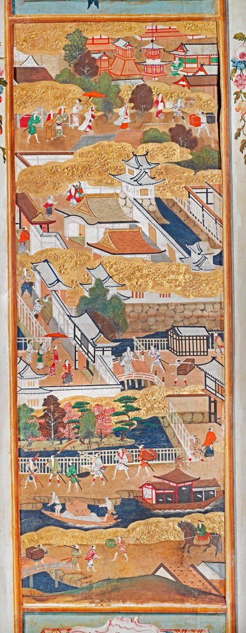 Osakazu Byobu - japonské osmipanelové skládací plátno (malba) od Japanese School
