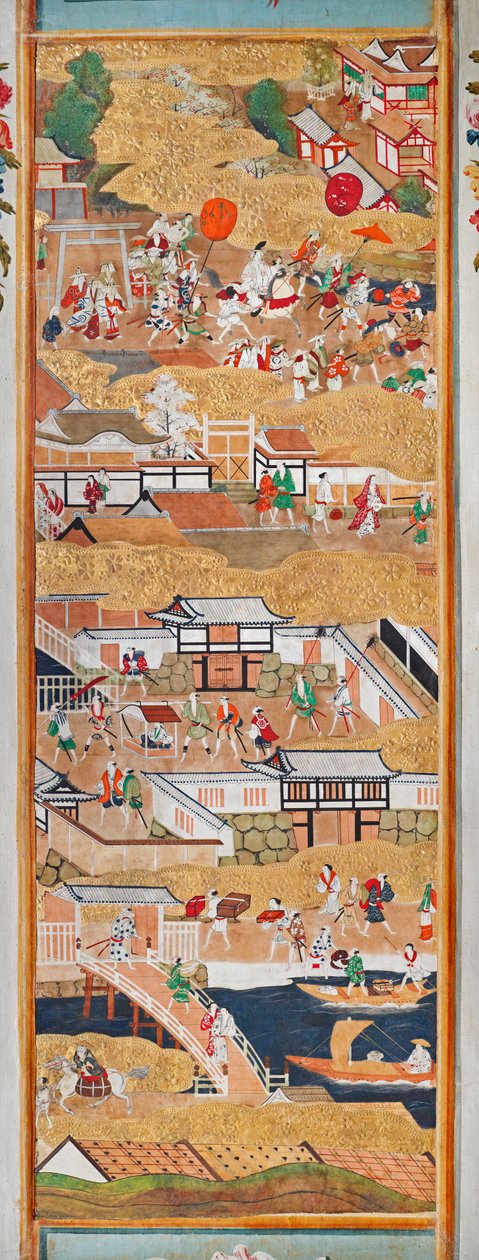 Osakazu Byobu - japonské osmipanelové skládací plátno (malba) od Japanese School