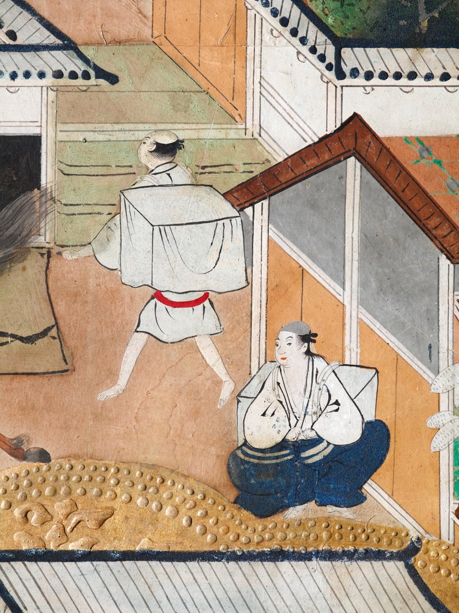 Osakazu Byobu - japonské osmipanelové skládací plátno (malba) od Japanese School