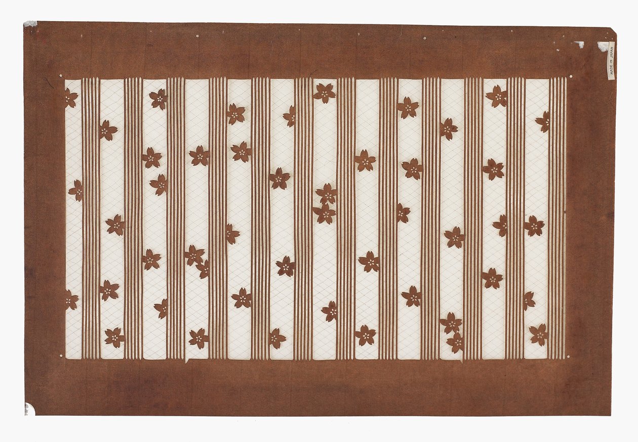 Papírová šablona (katagami), konec 19. století (papír z kůry moruše ošetřený tomelem šťáva a hedvábná nit) od Japanese School