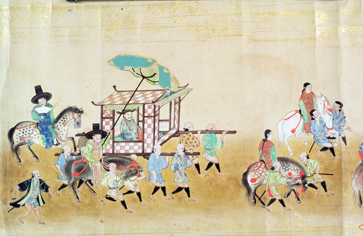 Část šestého korejského velvyslanectví v Japonsku v době nástupnictví Tokugawa Ietsuna v roce 1651, možná Kano Masanobu (1625-94) 1655-57 (svitkový obraz) od Japanese School