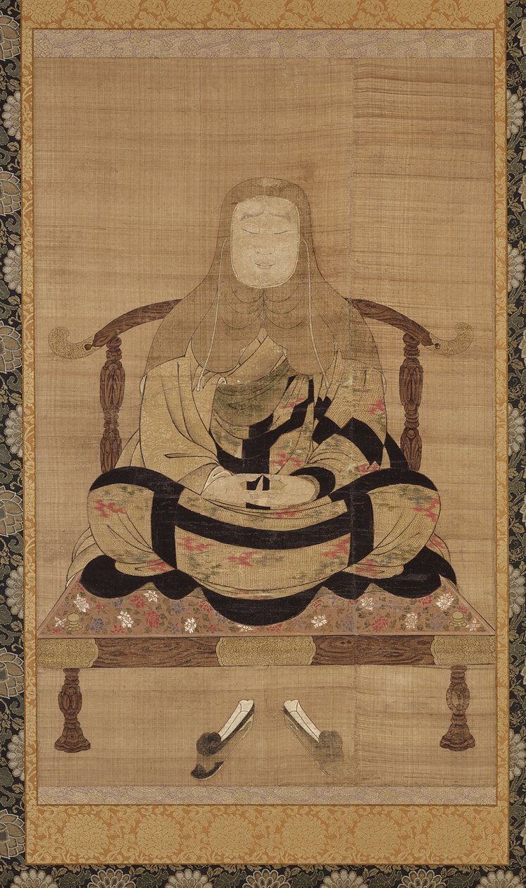 Portrét Tendai Daishiho, období Nanbokucho (tuš, barva a zlato na hedvábí) od Japanese School