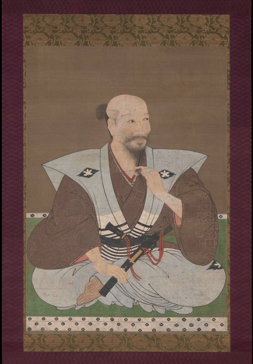 Portrét válečníka, visící svitek od Japanese School