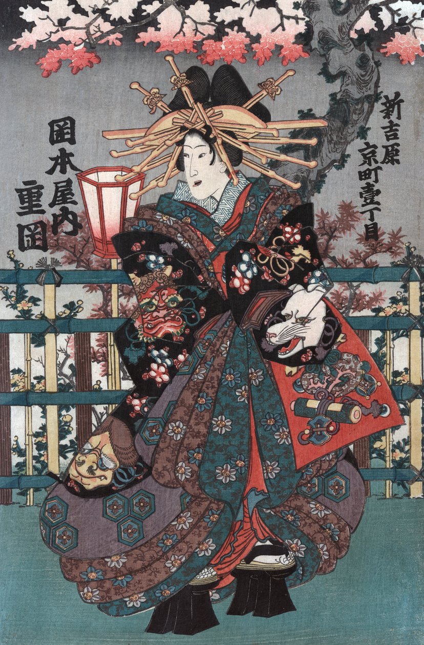 Pravý panel z japonského Triptychu kurtizán od Japanese School