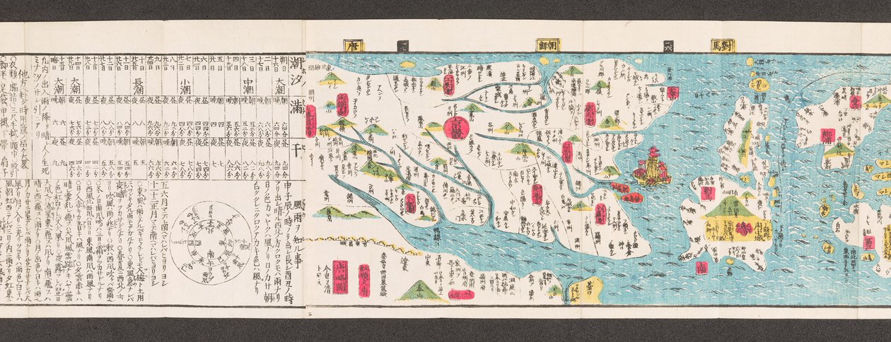 Část mapy silnic v Japonsku.  Dai Nihon koku junro meiki daisei. ["Jasná a nepatrná mapa hlavních silnic Japonska"]  1850 od Japanese School