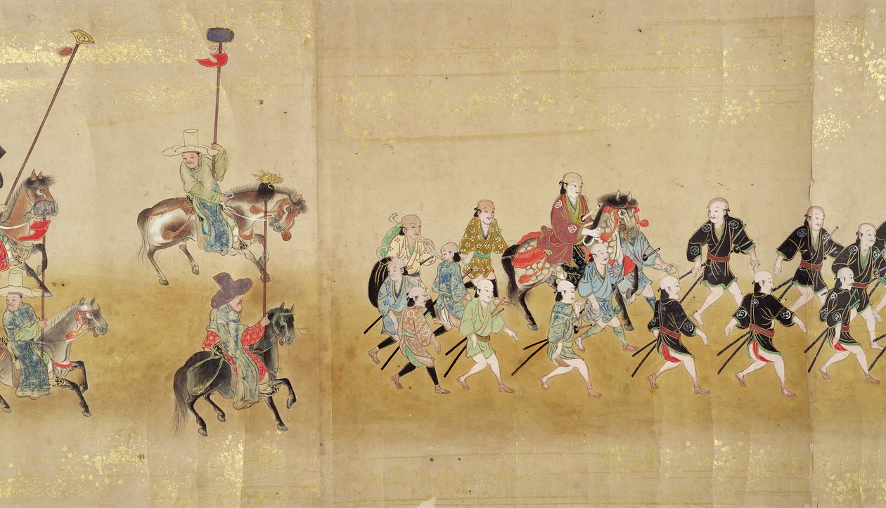 Šesté korejské velvyslanectví v Japonsku v Meireki 1 v době nástupnictví Tokugawa Ietsunas v roce 1651, pravděpodobně Kano Masunobu (1625-94) (svitek) (detail) od Japanese School