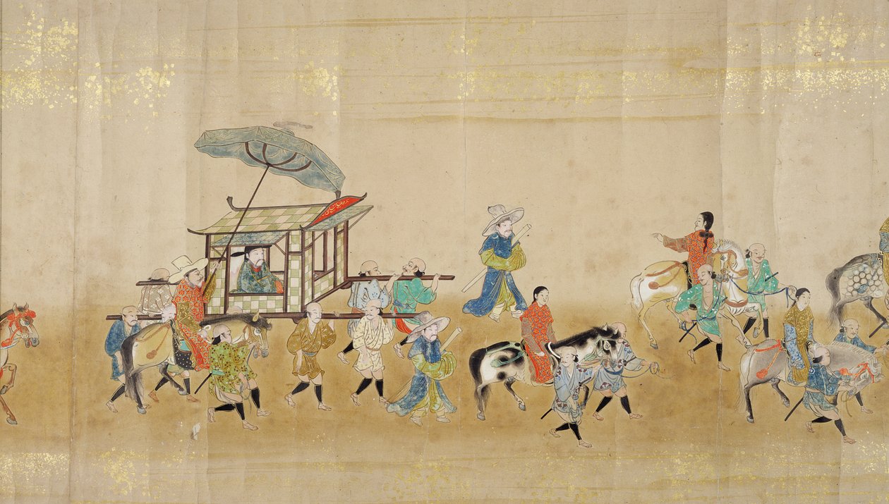 Šesté korejské velvyslanectví v Japonsku v Meireki 1 v době nástupnictví Tokugawa Ietsunas v roce 1651, pravděpodobně Kano Masunobu (1625-94) (svitkový obraz) (detail) (viz také 120833) od Japanese School