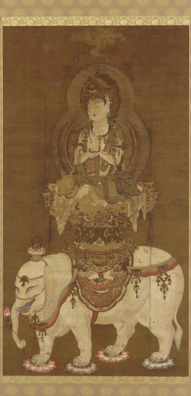 Bódhisattva - Fugen (Fugen Bosatsu) Heian období (inkoust, zlato a stříbro na hedvábí) od Japanese School