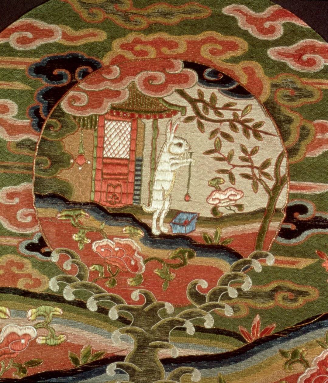 Želva a zajíc, období Edo (1600-1868) (hedvábné vyšívání) (detail) od Japanese School