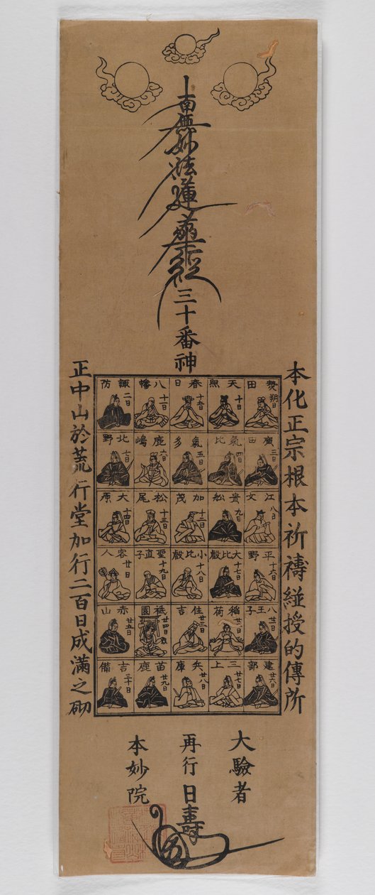 Třicet bohů sekty Nichiren (dřevěný tisk) od Japanese School