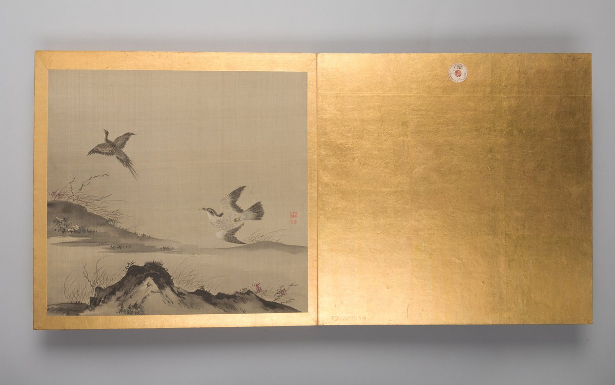 Třicet obrazů ptáků, květin a krajiny, konec 18. století (album; hedvábí) od Japanese School