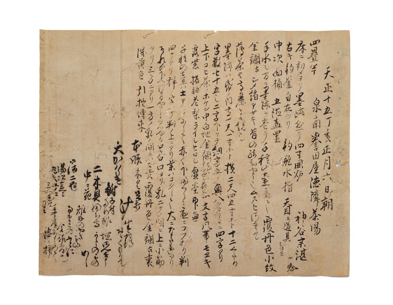 Přepis záznamu z deníku Kamiya Sotan, 1587.1.6, c.1633-1643 od Japanese School