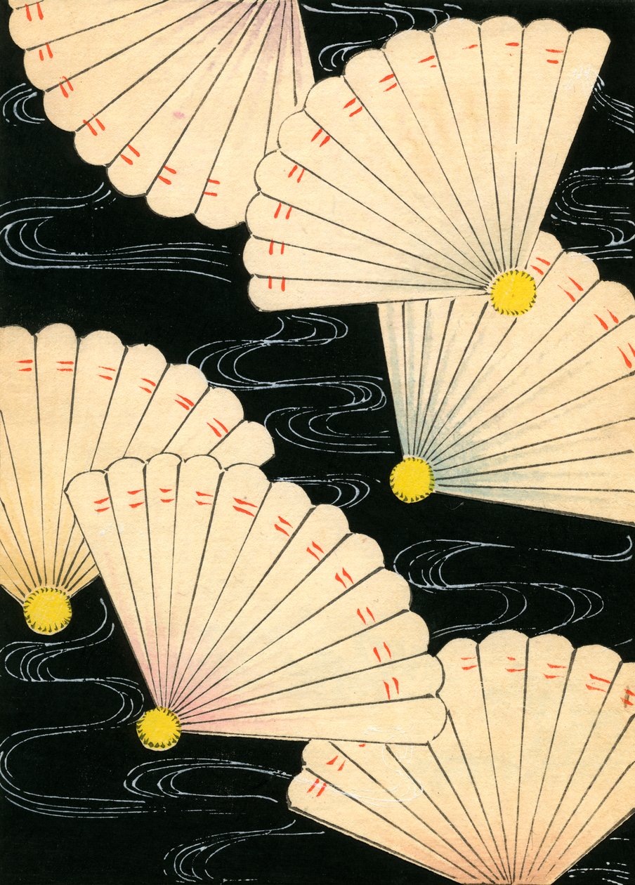 Bílé ventilátory na černém pozadí od Japanese School